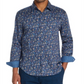 Camisa Masculina Tallia com Botões e Estampa Floral Azul Tamanho Grande