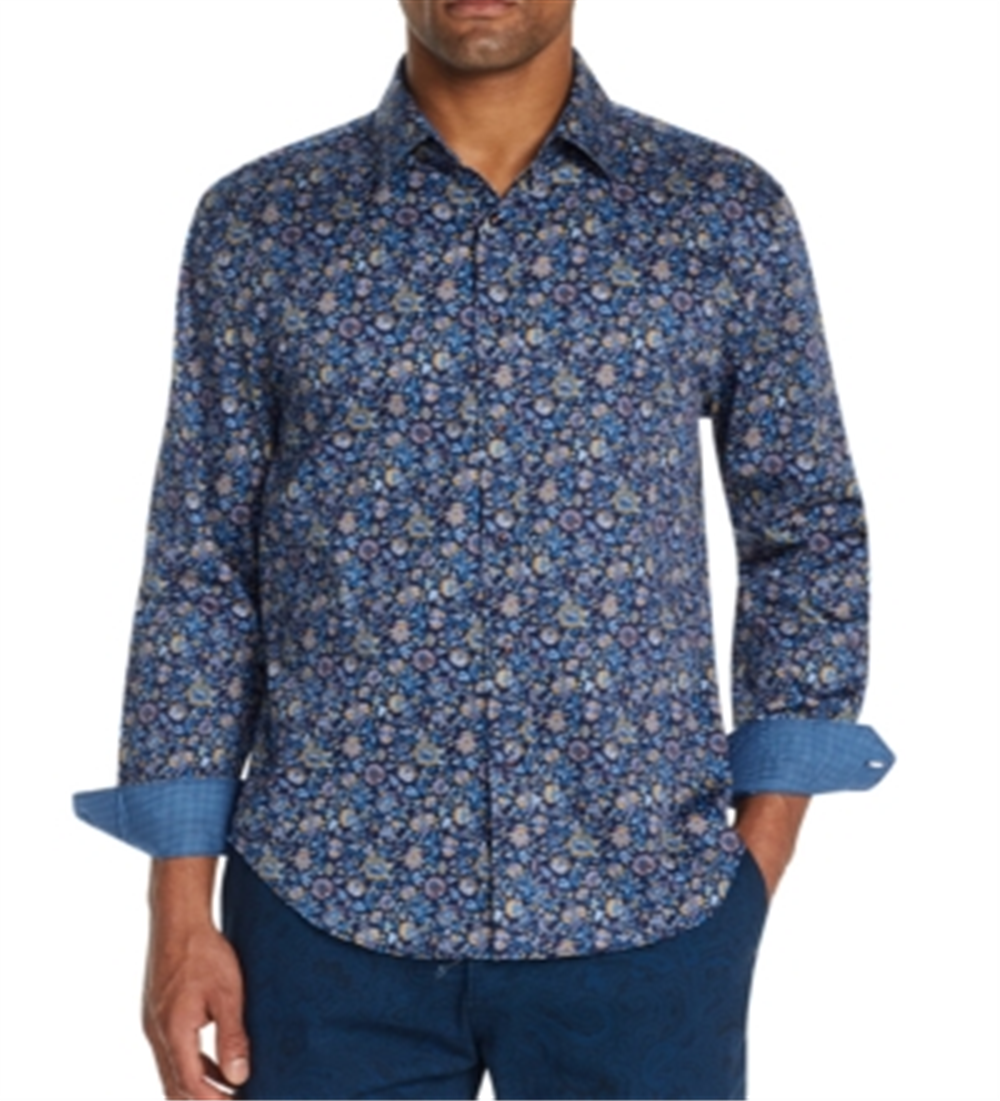 Camisa Masculina Tallia com Botões e Estampa Floral Azul Tamanho Grande