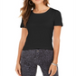 Camiseta feminina com decote redondo Style &amp; Co, preta, tamanho grande