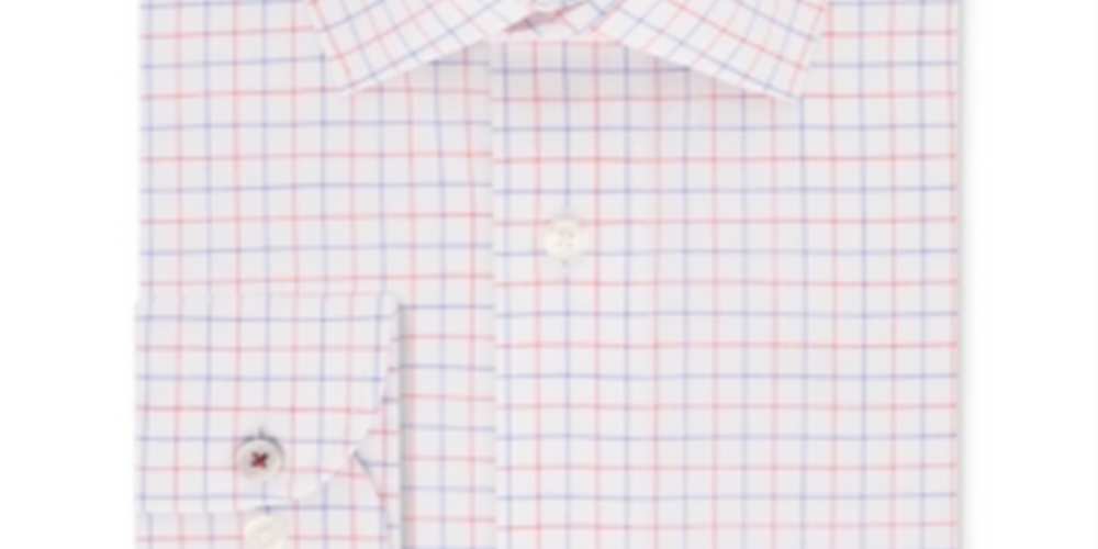 Camisa social masculina Tommy Hilfiger com gola xadrez e ajuste slim, vermelha, tamanho 15,5 x 32-33