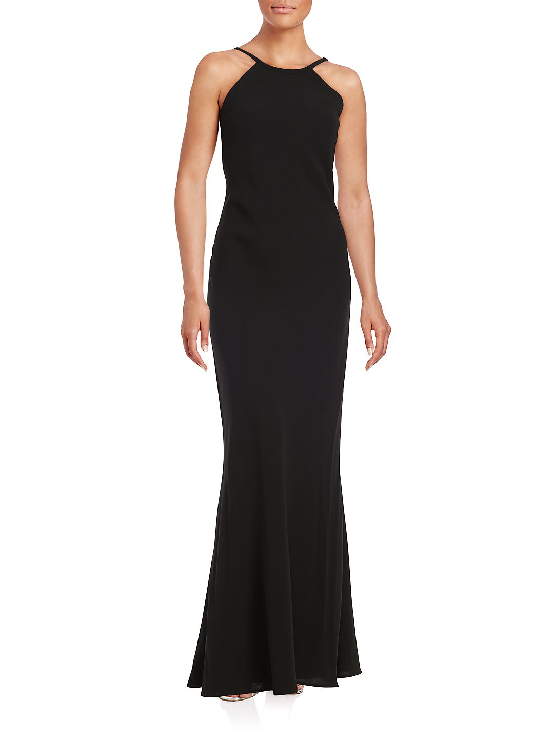 Vestido longo formal sem mangas Calvin Klein feminino, preto, tamanho 14