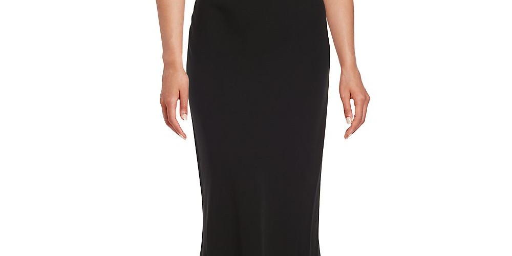 Vestido longo formal sem mangas Calvin Klein feminino, preto, tamanho 14