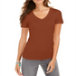 Camiseta feminina com decote em V Style &amp; Co, Cre Burnt Yam, tamanho M