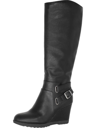 Sapatos femininos American Rag Kyle Leather, bico fechado, cano alto, preto, tamanho 8
