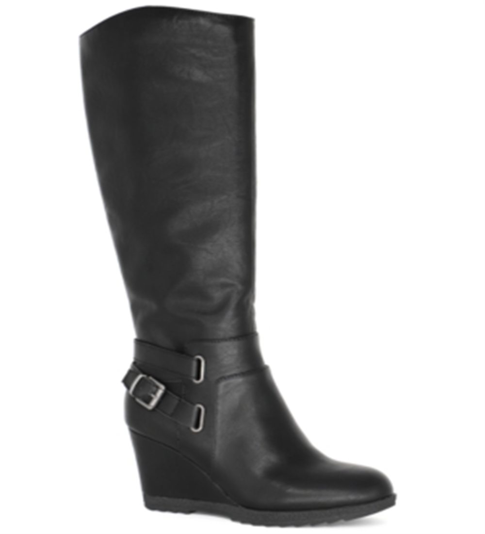 Sapatos femininos American Rag Kyle Leather, bico fechado, cano alto, preto, tamanho 8