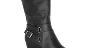 Sapatos femininos American Rag Kyle Leather, bico fechado, cano alto, preto, tamanho 8