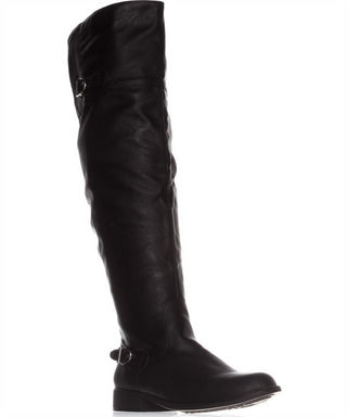 Botas femininas American Rag Adarra de couro sintético acima do joelho, pretas, tamanho 7, tamanho médio
