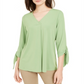 Blusa Alfani Feminina Pintuck com Mangas Amarradas Verde Tamanho XS