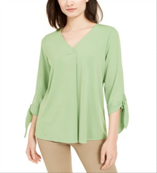 Blusa Alfani Feminina Pintuck com Mangas Amarradas Verde Tamanho XS