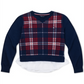 Tommy Hilfiger Big Girl's Cotton Plaid Peplum Sweater Azul Tamanho 12-14