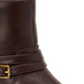 Botas femininas Style Company com fivela marrom e acolchoado, bico redondo, salto bloco e zíper, 9,5 m