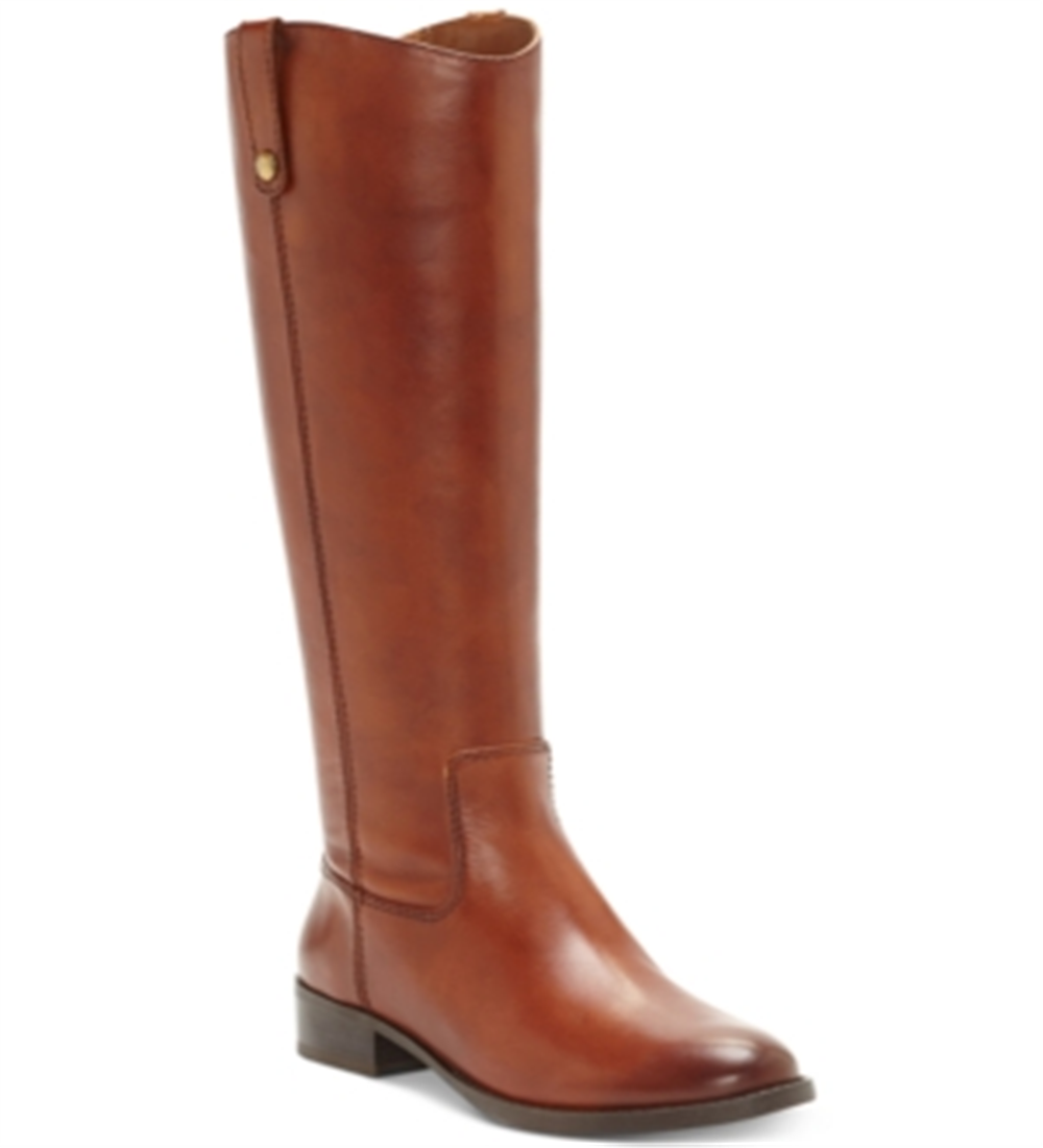 Botas femininas de couro com zíper e bico redondo da INC International Concepts, marrom, tamanho 8M