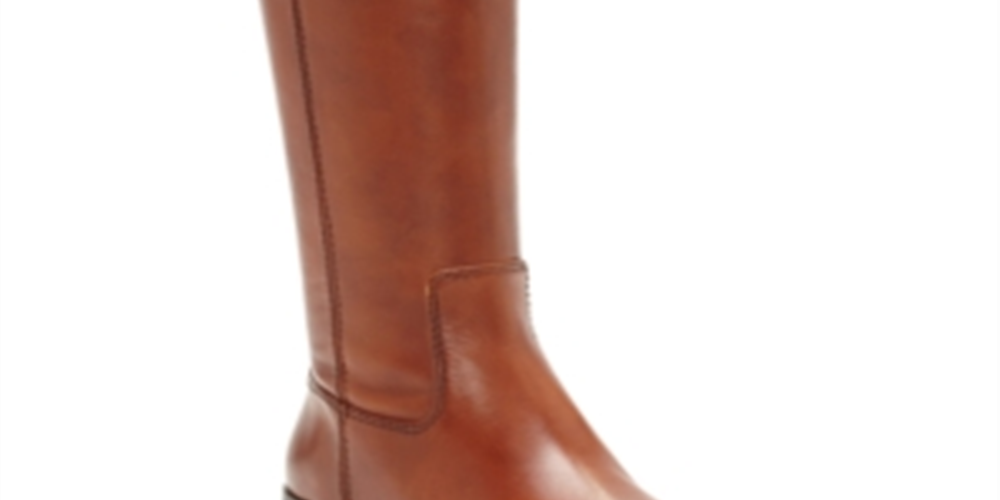 Botas femininas de couro com zíper e bico redondo da INC International Concepts, marrom, tamanho 8M
