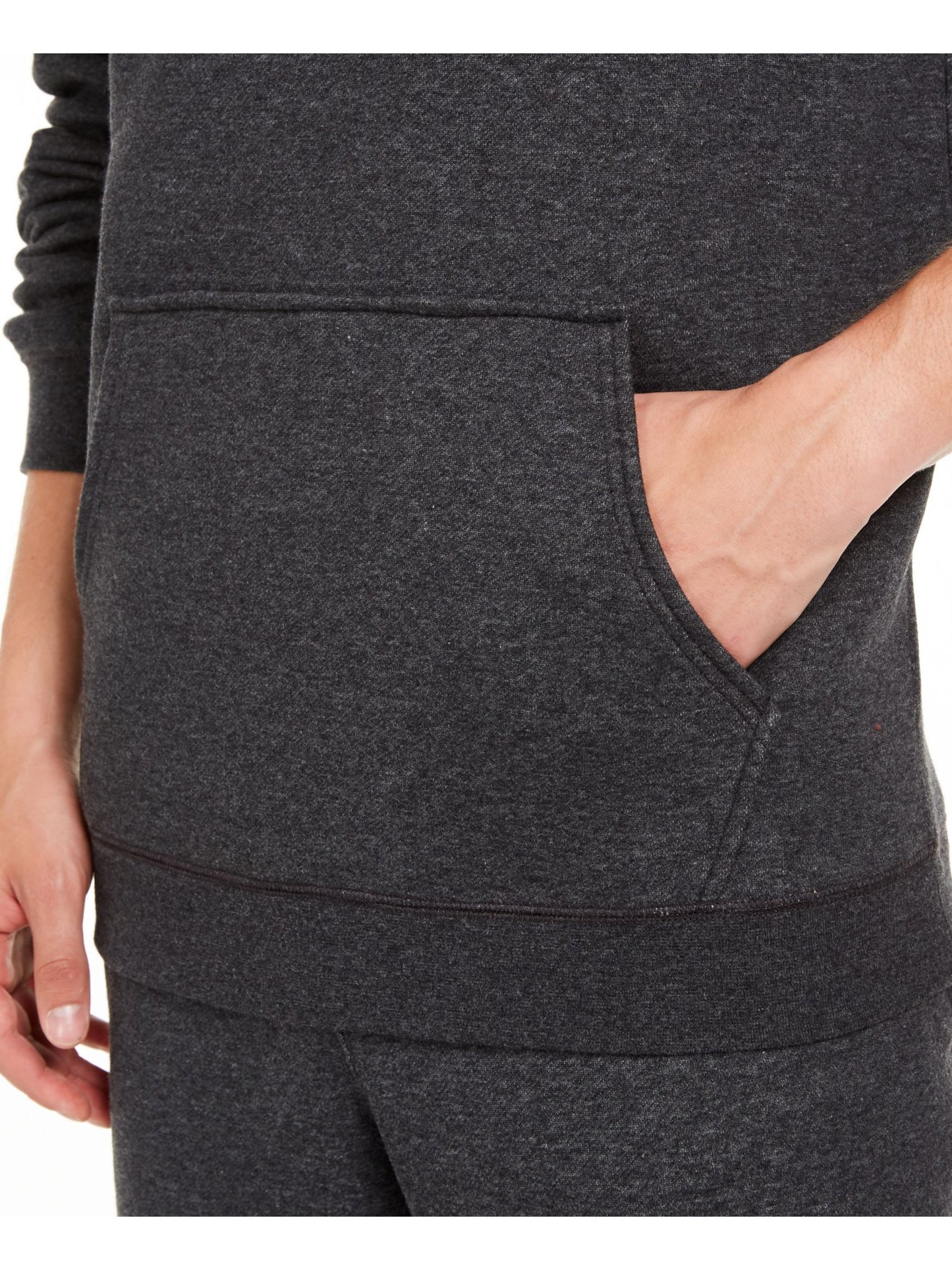 Suéter leve masculino Ideology com manga comprida, gola redonda, ajuste clássico, forro de lã, cinza, tamanho médio