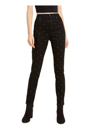 Calça skinny feminina Bar III com tachas, preta, tamanho 8