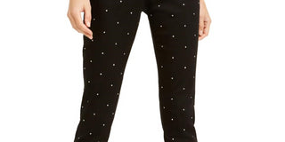 Calça skinny feminina Bar III com tachas, preta, tamanho 8