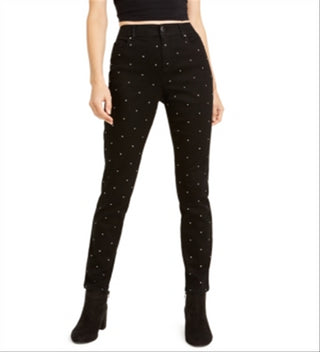 Calça skinny feminina Bar III com tachas, preta, tamanho 8