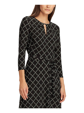 Ralph Lauren feminino, manga 3/4, abertura na altura do joelho, ajuste e flare, preto, tamanho 2 P