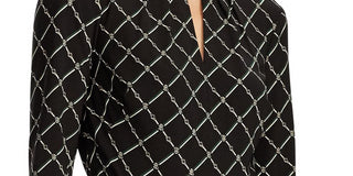 Ralph Lauren feminino, manga 3/4, abertura na altura do joelho, ajuste e flare, preto, tamanho 2 P