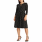Ralph Lauren feminino, manga 3/4, abertura na altura do joelho, ajuste e flare, preto, tamanho 2 P