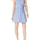 Vestido casual listrado sem mangas Pappagallo feminino azul tamanho 18