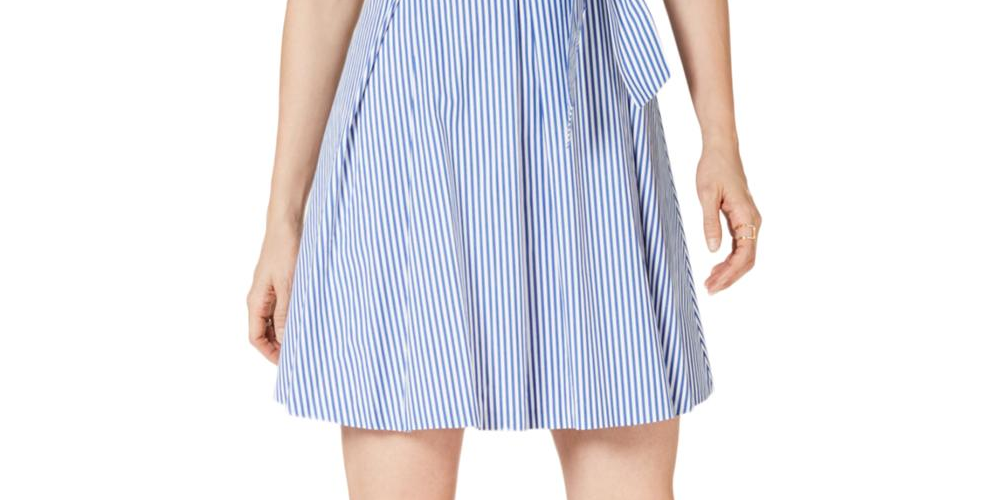 Vestido casual listrado sem mangas Pappagallo feminino azul tamanho 18