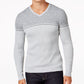 Alfani Masculino Textura Listrada Gola V Moletom Casual Cinza Mescla Tamanho P