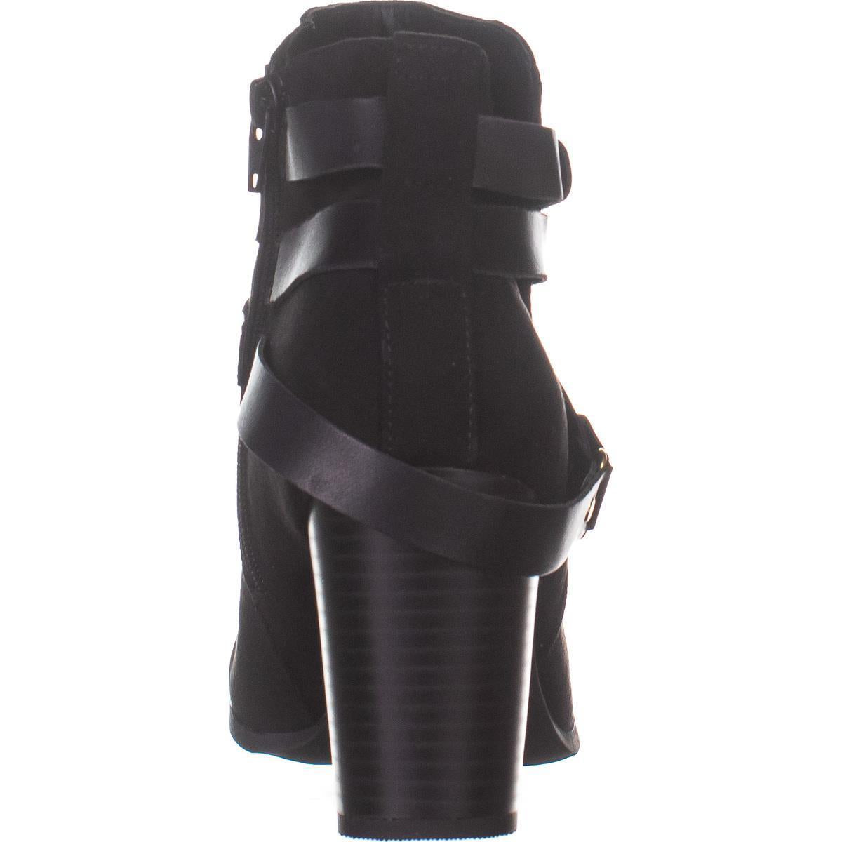 Botas de cano curto femininas Material Girl Melany com salto bloco, pretas, tamanho 7,5 M