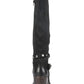 Botas femininas White Mountain com tiras elásticas Gore Woven, com tachas, inspiradas no estilo western, com tiras acolchoadas, Paulina, bico redondo, salto bloco e zíper, pretas, tamanho 5 M