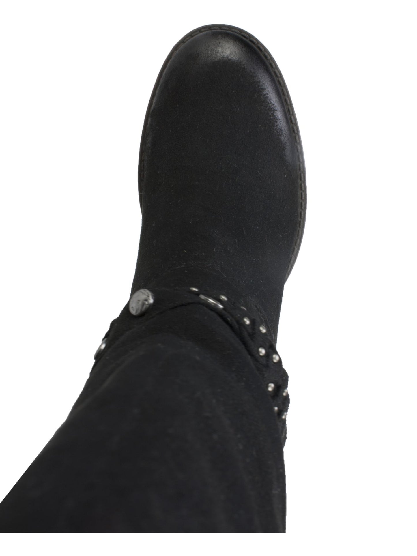 Botas femininas White Mountain com tiras elásticas Gore Woven, com tachas, inspiradas no estilo western, com tiras acolchoadas, Paulina, bico redondo, salto bloco e zíper, pretas, tamanho 5 M