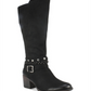 Botas femininas White Mountain com tiras elásticas Gore Woven, com tachas, inspiradas no estilo western, com tiras acolchoadas, Paulina, bico redondo, salto bloco e zíper, pretas, tamanho 5 M