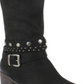 Botas femininas White Mountain com tiras elásticas Gore Woven, com tachas, inspiradas no estilo western, com tiras acolchoadas, Paulina, bico redondo, salto bloco e zíper, pretas, tamanho 5 M