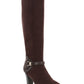 Karen Scott Botas Femininas com Estampa de Cobra, Fivela Acolchoada, Biqueira Amêndoa Sharonn, Salto Bloco e Zíper, Marrom, Tamanho 8 M