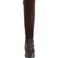 Karen Scott Botas Femininas com Estampa de Cobra, Fivela Acolchoada, Biqueira Amêndoa Sharonn, Salto Bloco e Zíper, Marrom, Tamanho 8 M