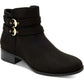 Botas femininas Charter Club com salto bloco e fivela acolchoada e bico amendoado Jaimee, tamanho 5 M, pretas