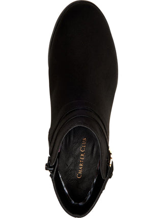 Botas femininas Charter Club com salto bloco e fivela acolchoada e bico amendoado Jaimee, tamanho 5 M, pretas