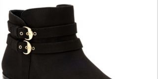 Botas femininas Charter Club com salto bloco e fivela acolchoada e bico amendoado Jaimee, tamanho 5 M, pretas