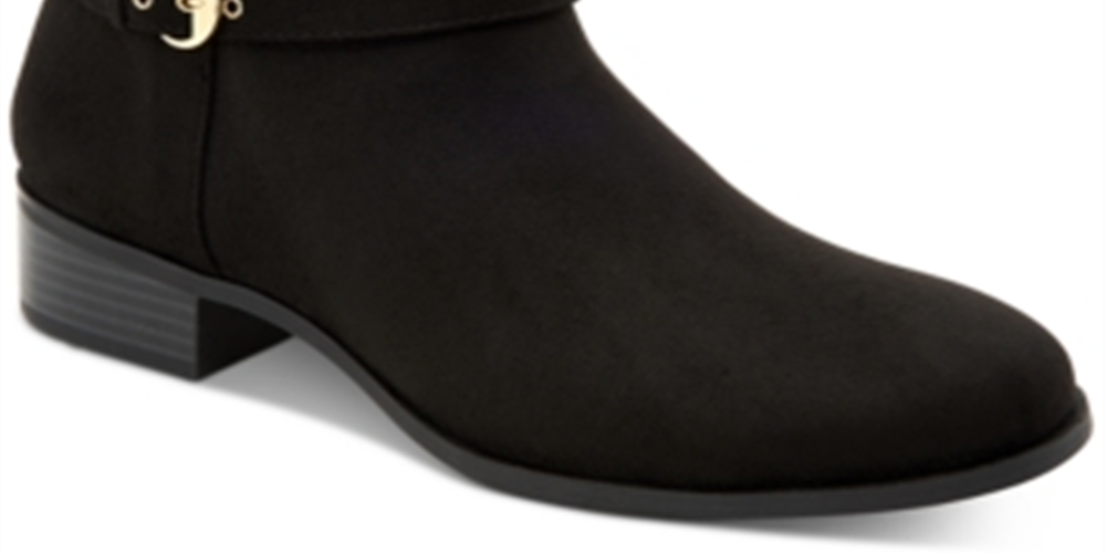 Botas femininas Charter Club com salto bloco e fivela acolchoada e bico amendoado Jaimee, tamanho 5 M, pretas