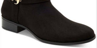 Botas femininas Charter Club com salto bloco e fivela acolchoada e bico amendoado Jaimee, tamanho 5 M, pretas