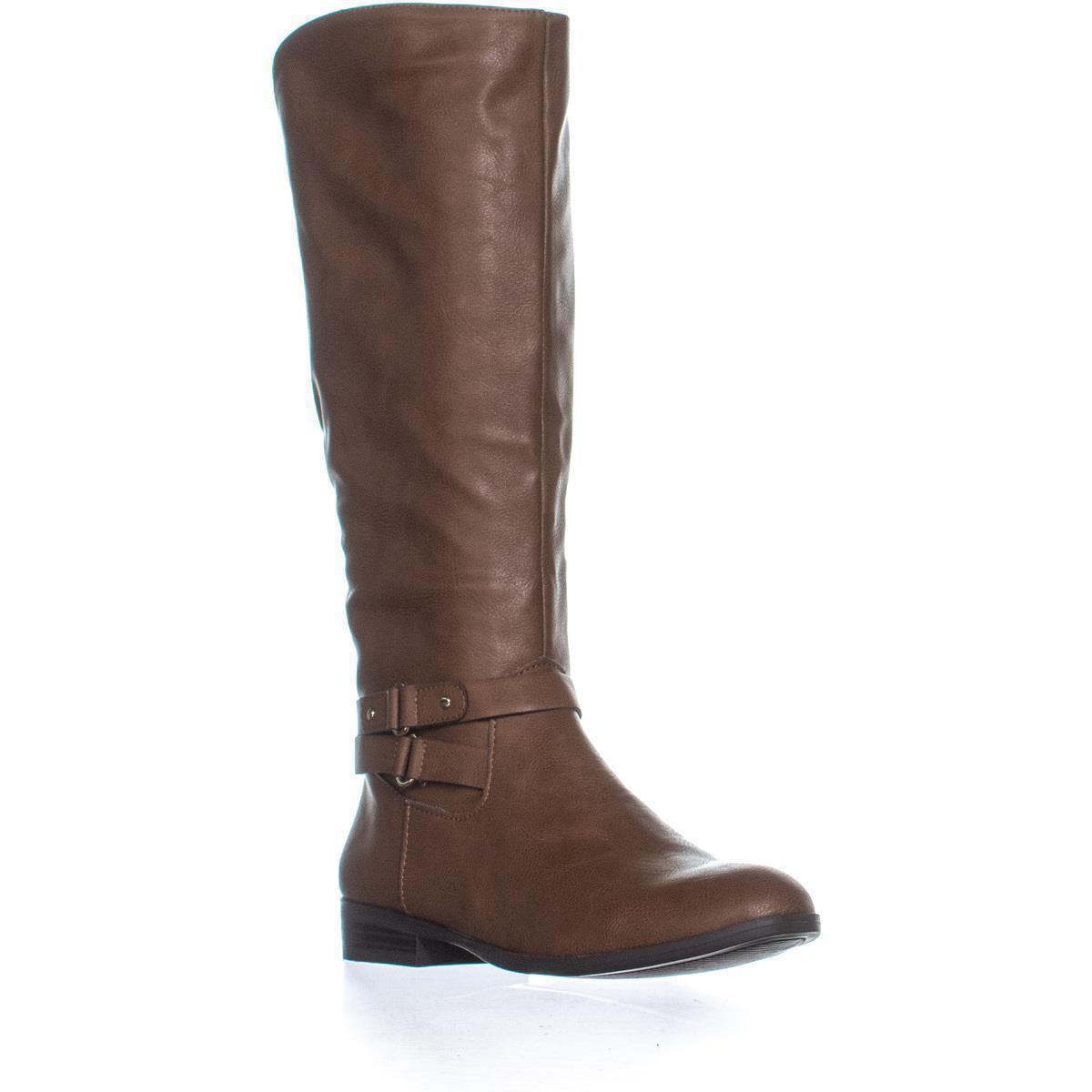 Botas de montaria Kindell de couro sintético femininas Style &amp; Co., tamanho 5 M, bege