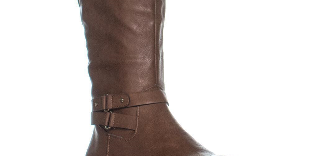 Botas de montaria Kindell de couro sintético femininas Style &amp; Co., tamanho 5 M, bege