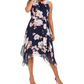 Vestido midi com estampa floral feminino Jessica Howard, azul, tamanho 4, pequeno