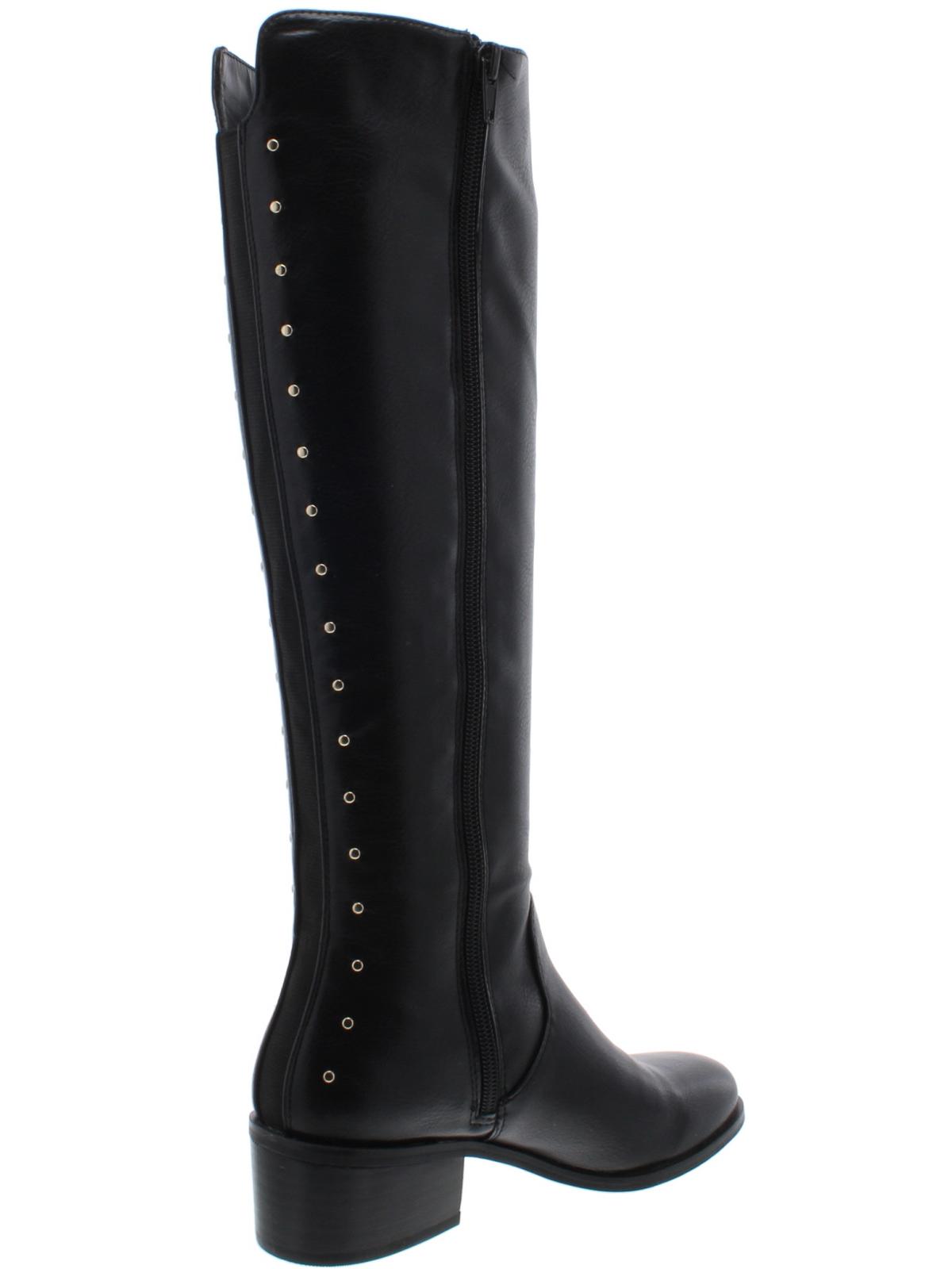 Botas de montaria altas femininas Bar III Vayla de couro sintético, pretas, tamanho 5 M