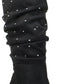 Botas Rialto Canoe Femininas com Acabamento em Tachas e Franzidas - Pretas Tamanho 9 M