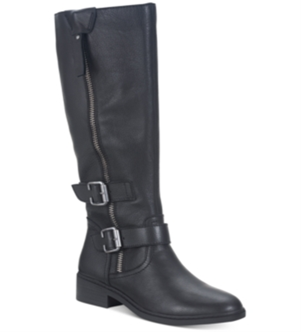 Botas de montaria altas American Rag Collins com zíper duplo para mulheres, pretas, tamanho 8 M