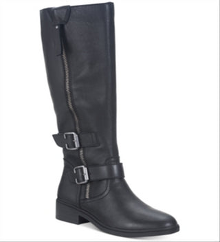 Botas de montaria altas American Rag Collins com zíper duplo para mulheres, pretas, tamanho 8 M