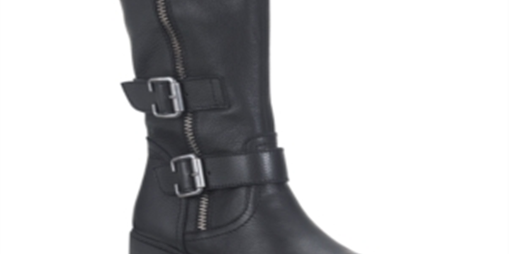 Botas de montaria altas American Rag Collins com zíper duplo para mulheres, pretas, tamanho 8 M