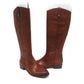 Botas femininas de couro com bico redondo e zíper INC, marrom, tamanho 7