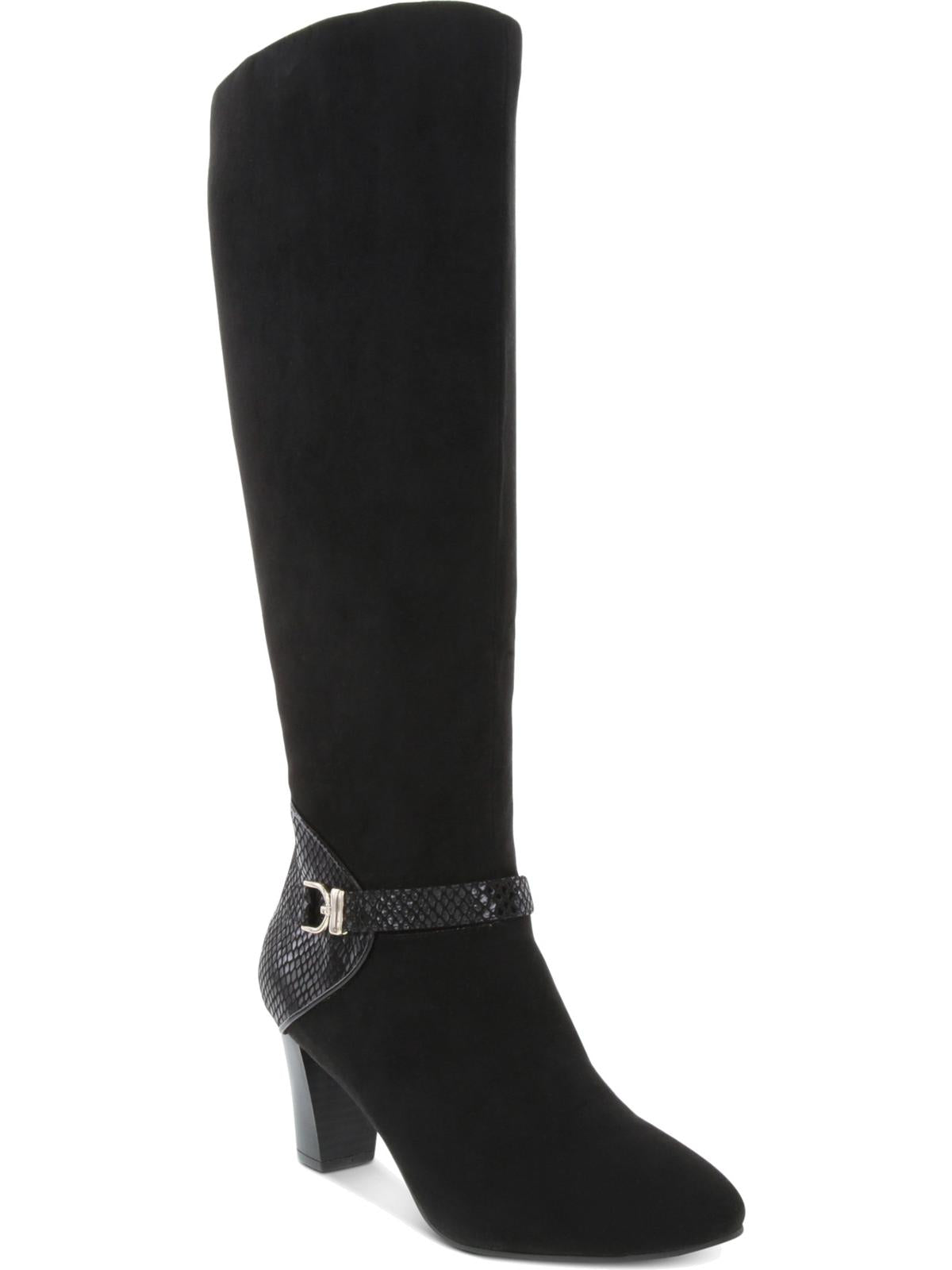Karen Scott Botas de salto alto Sharonn de camurça sintética femininas, pretas, tamanho 7,5 M