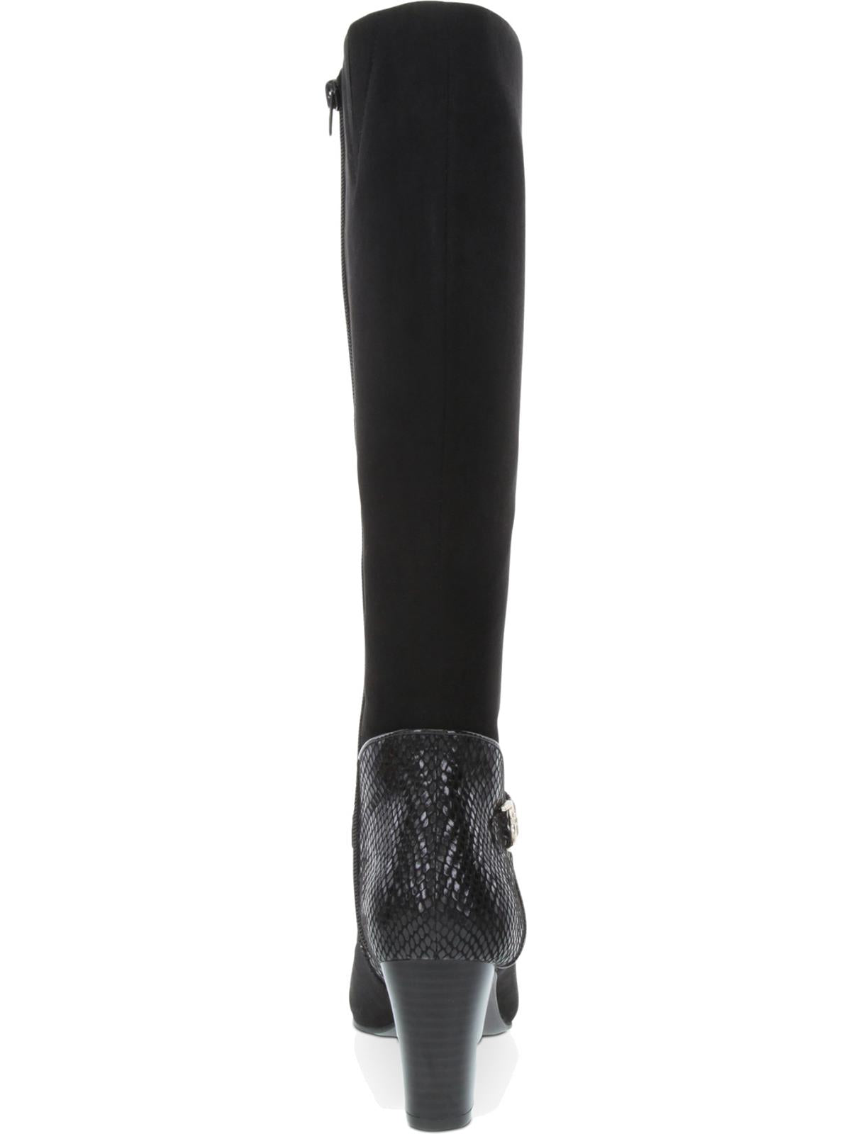 Karen Scott Botas de salto alto Sharonn de camurça sintética femininas, pretas, tamanho 7,5 M